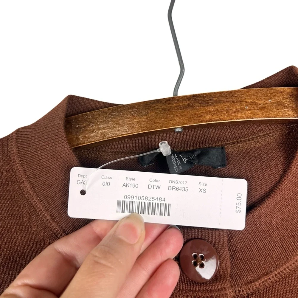 J. Crew black label Women’s Chocolate Brown Button up Cardigan NEW SZ XS - Picture 5 of 5